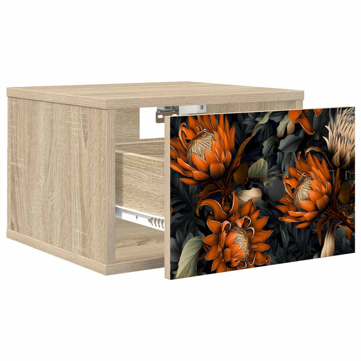 Vægmonteret natbord LOCHEM 2 stk. Sonoma-eg 36 x 33 x 25 cm
