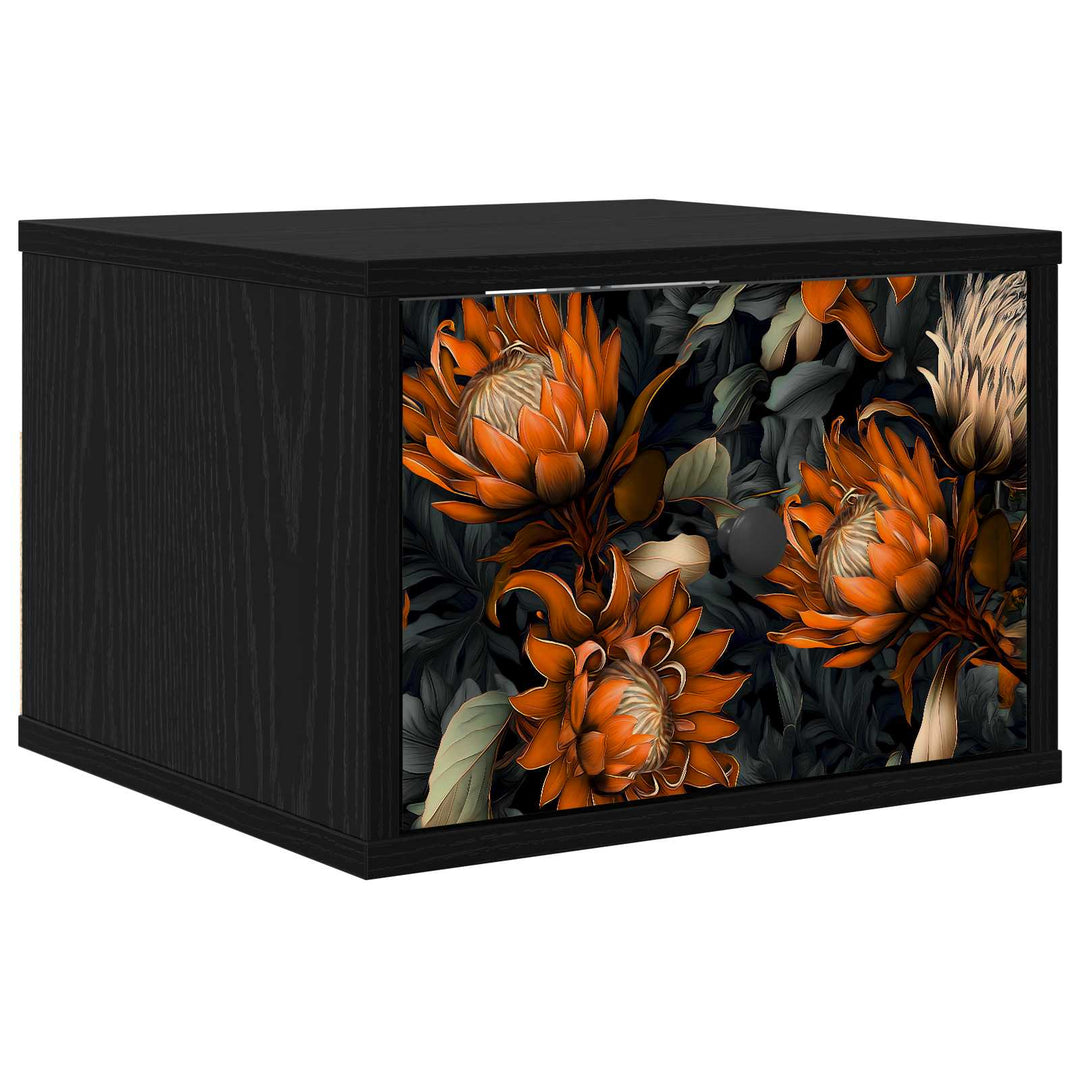 Vægmonteret natbord LOCHEM Sort eg 36 x 33 x 25 cm
