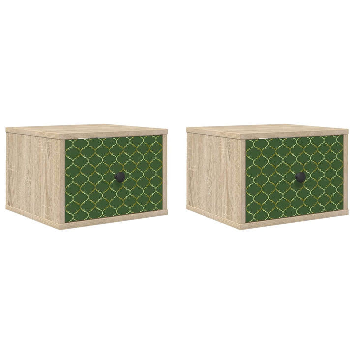 Vægmonteret natbord GELEEN 2 stk. Sonoma-eg 36 x 33 x 25 cm