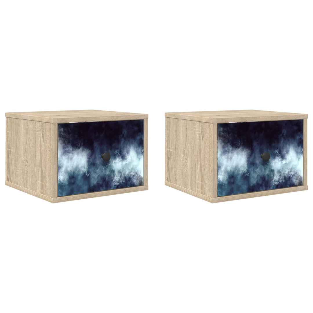 Vægmonteret natbord RAALTE 2 stk. Sonoma-eg 36 x 33 x 25 cm