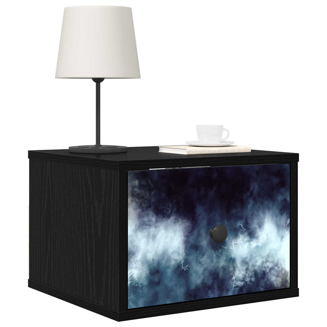 Vægmonteret natbord RAALTE 2 stk. Sort eg 36 x 33 x 25 cm