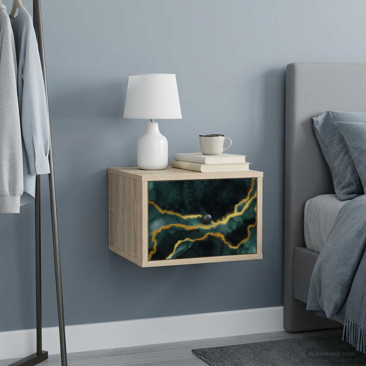 Vægmonteret natbord WIJHE Sonoma-eg 36 x 33 x 25 cm