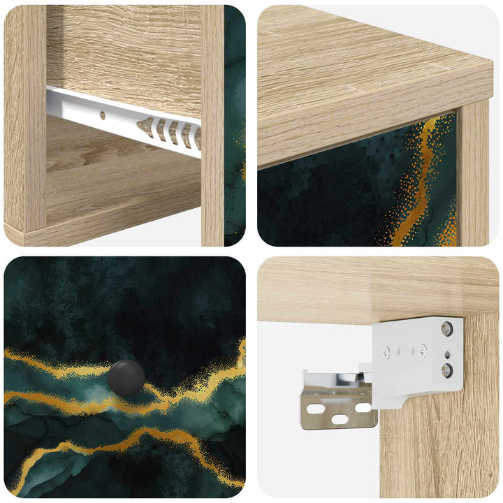 Vægmonteret natbord WIJHE 2 stk. Sonoma-eg 36 x 33 x 25 cm