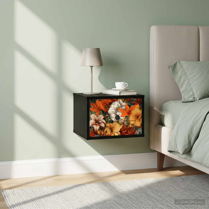 Vægmonteret natbord GENNEP 2 stk. Sort eg 36 x 33 x 25 cm