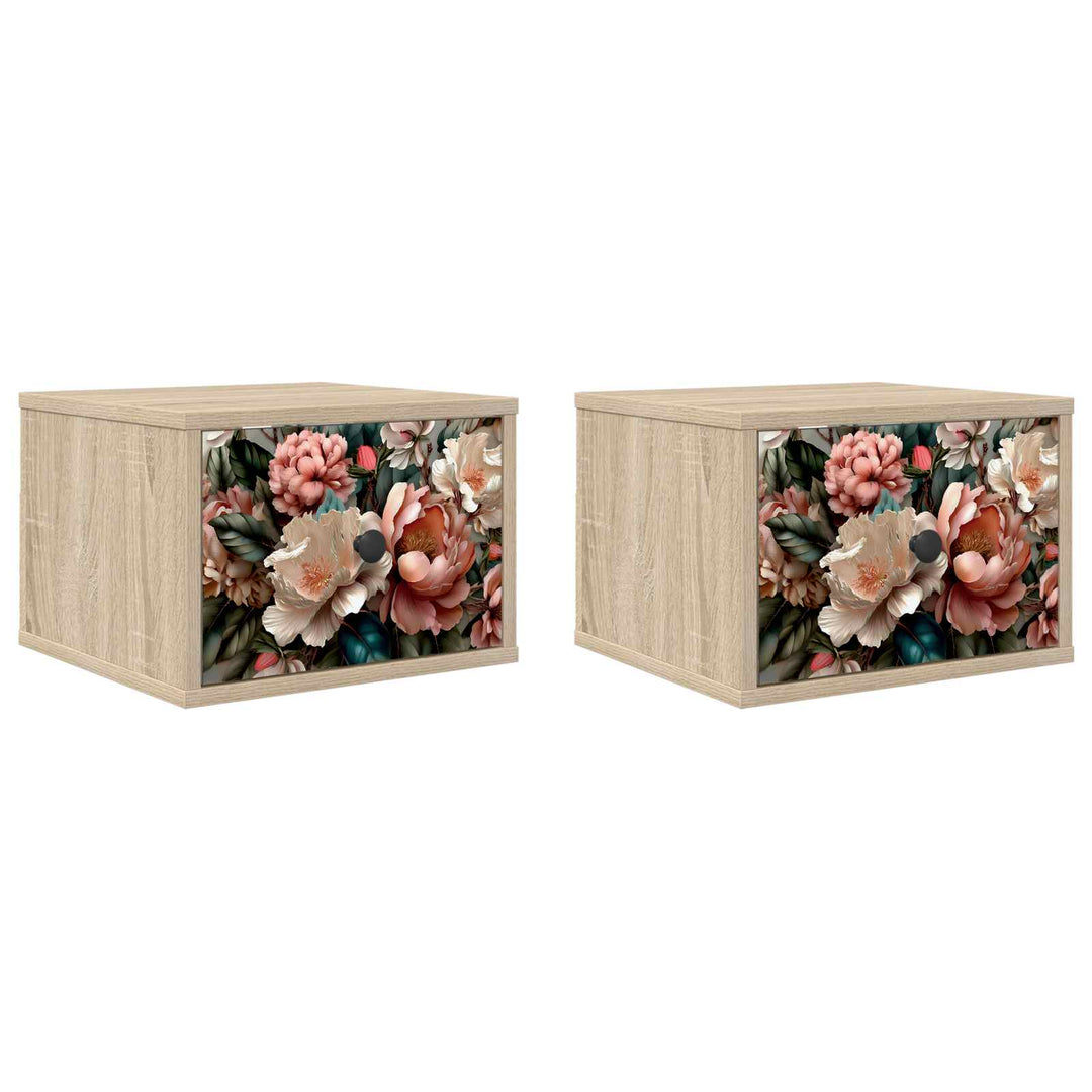 Vægmonteret natbord BORNE 2 stk. Sonoma-eg 36 x 33 x 25 cm