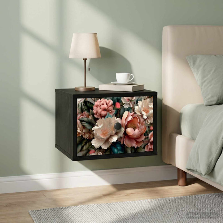 Vægmonteret natbord BORNE Sort eg 36 x 33 x 25 cm