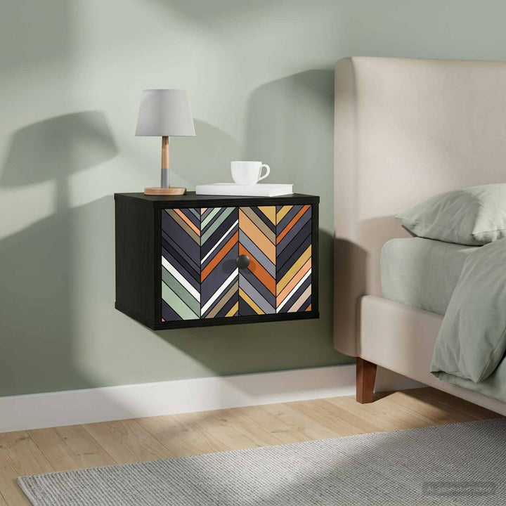 Vægmonteret natbord OMMEN 2 stk. Sort eg 36 x 33 x 25 cm