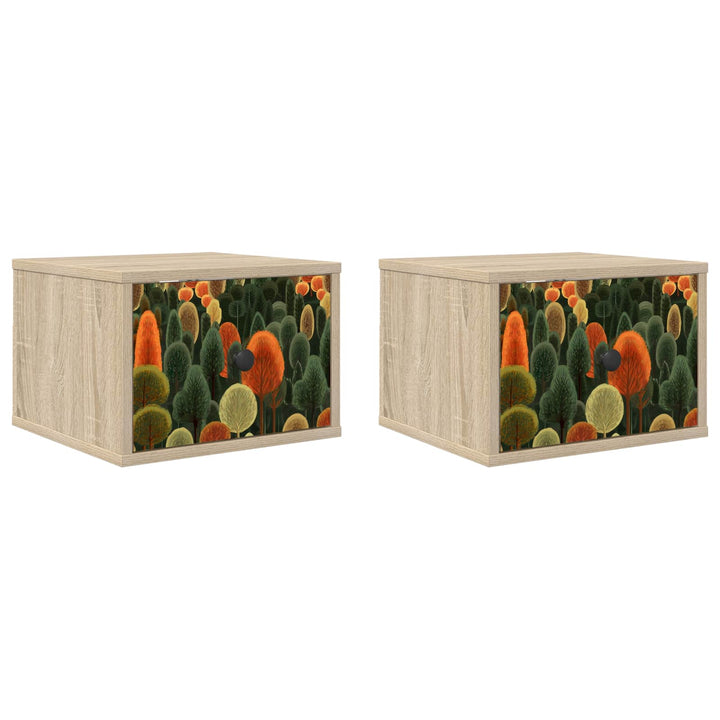 Vægmonteret natbord ZAANDAM 2 stk. Sonoma-eg 36 x 33 x 25 cm