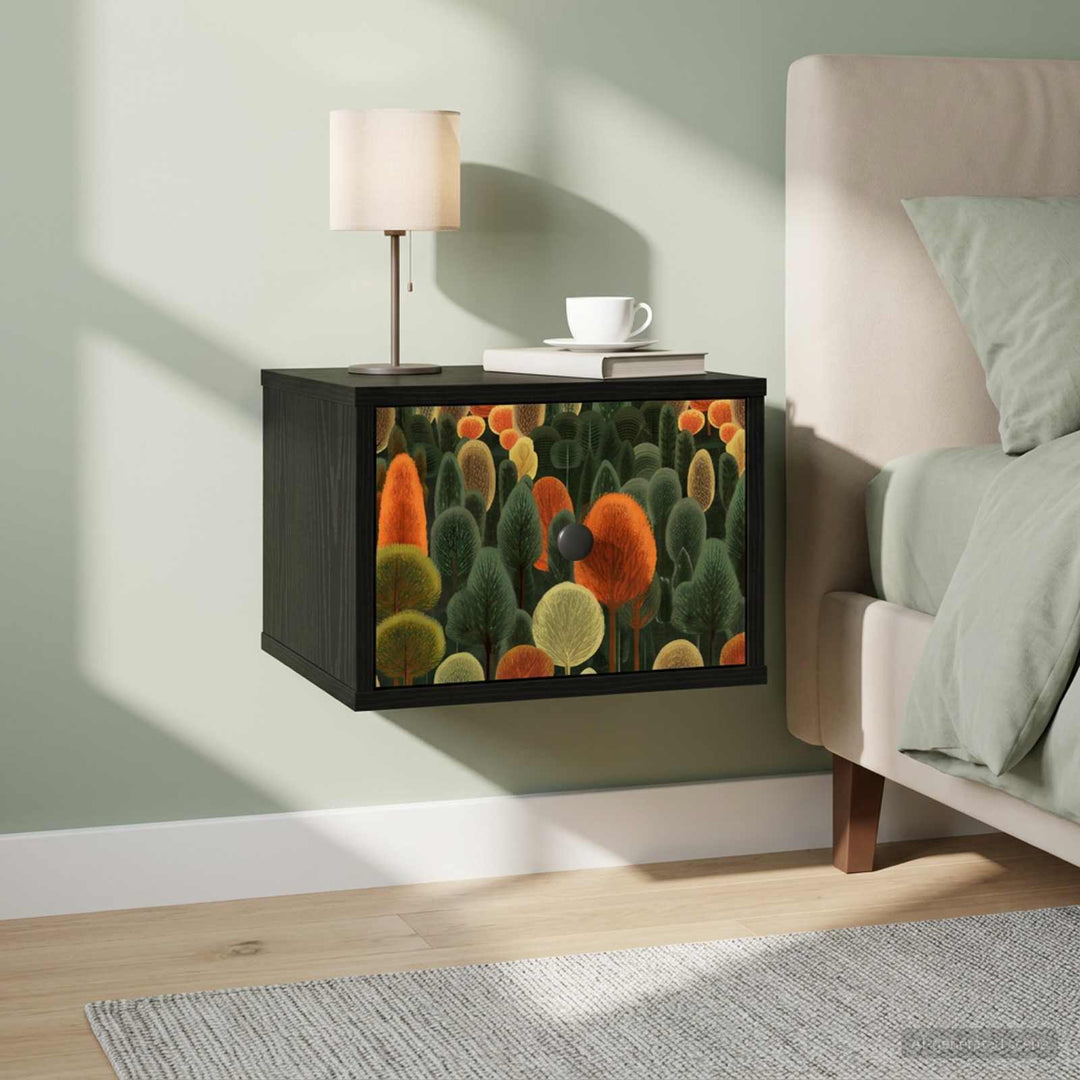 Vægmonteret natbord ZAANDAM Sort eg 36 x 33 x 25 cm