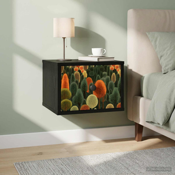 Vægmonteret natbord ZAANDAM Sort eg 36 x 33 x 25 cm