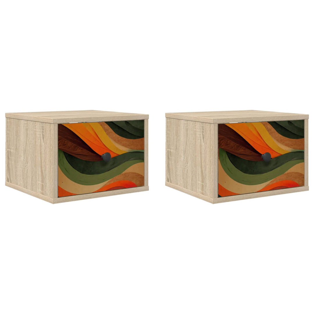 Vægmonteret natbord BONN 2 stk. Sonoma-eg 36 x 33 x 25 cm