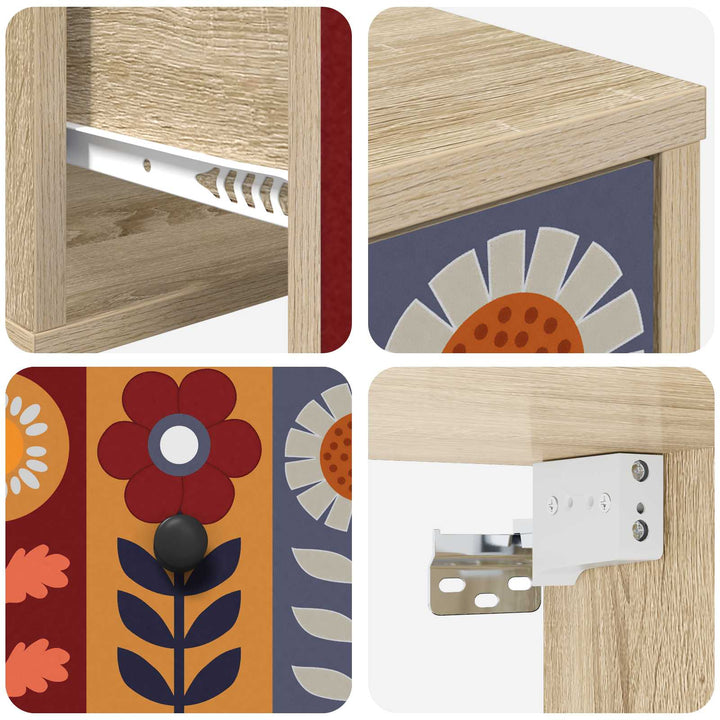 Vægmonteret natbord ESSEN Sonoma-eg 36 x 33 x 25 cm