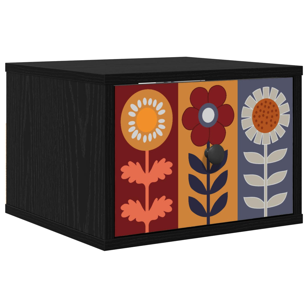 Vægmonteret natbord ESSEN Sort eg 36 x 33 x 25 cm