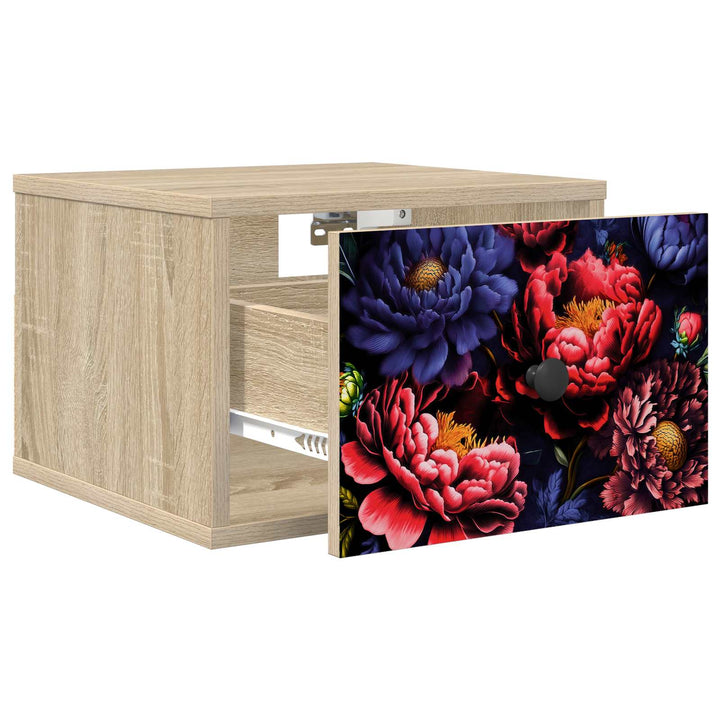 Vægmonteret natbord KIEL 2 stk. Sonoma-eg 36 x 33 x 25 cm