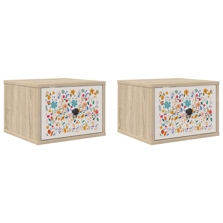 Vægmonteret natbord MAINZ 2 stk. Sonoma-eg 36 x 33 x 25 cm