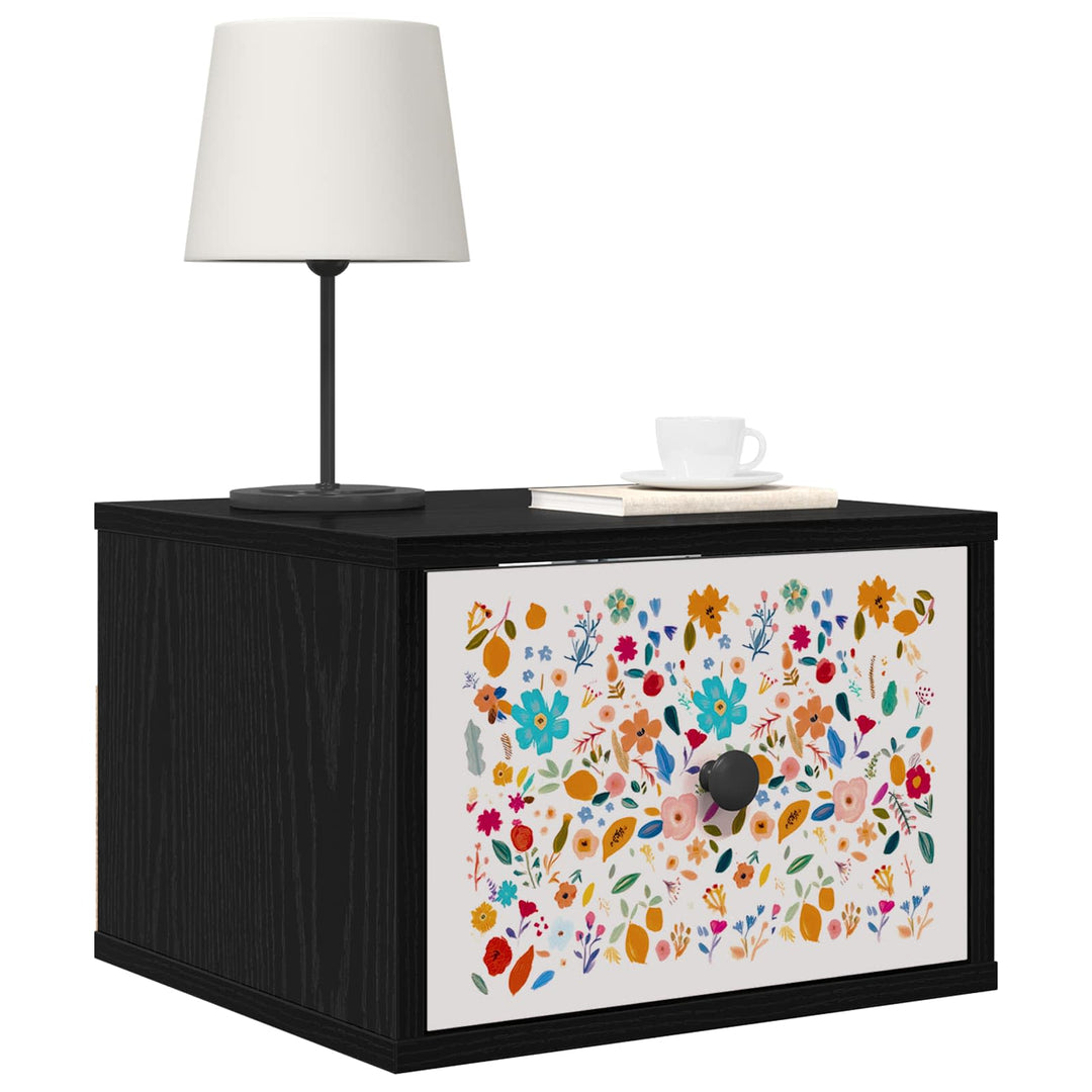 Vægmonteret natbord MAINZ 2 stk. Sort eg 36 x 33 x 25 cm