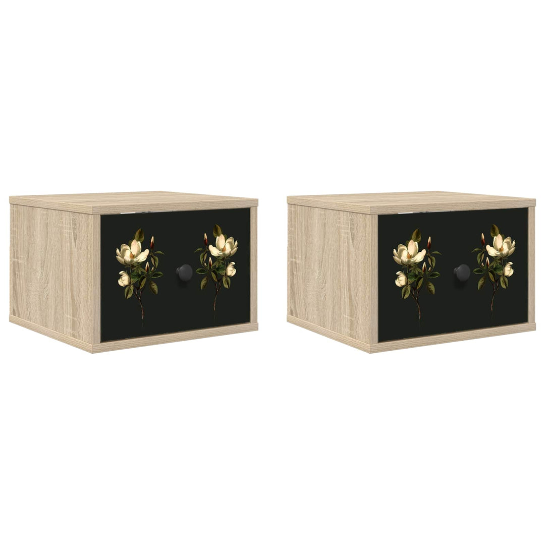 Vægmonteret natbord BREMEN 2 stk. Sonoma-eg 36 x 33 x 25 cm