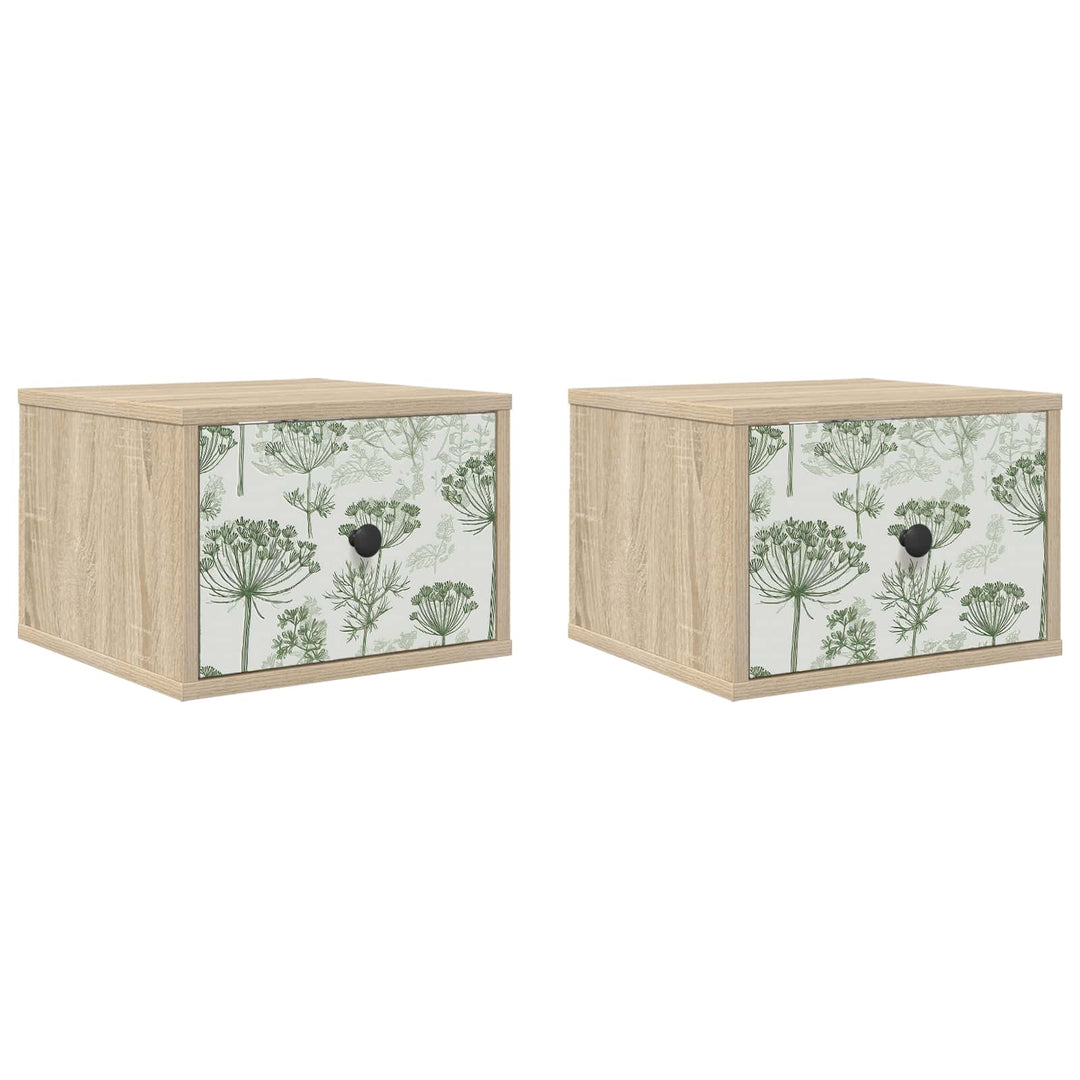 Vægmonteret natbord GOTHA 2 stk. Sonoma-eg 36 x 33 x 25 cm