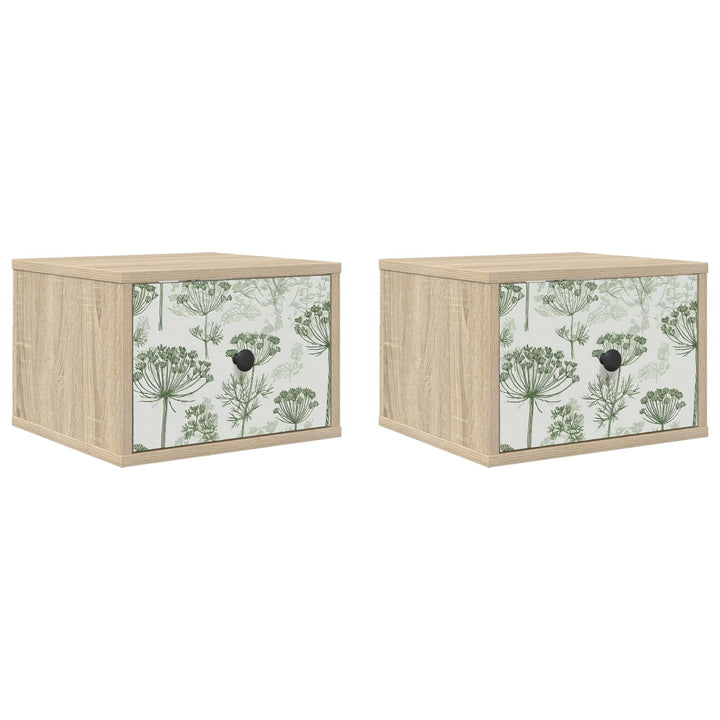Vægmonteret natbord GOTHA 2 stk. Sonoma-eg 36 x 33 x 25 cm