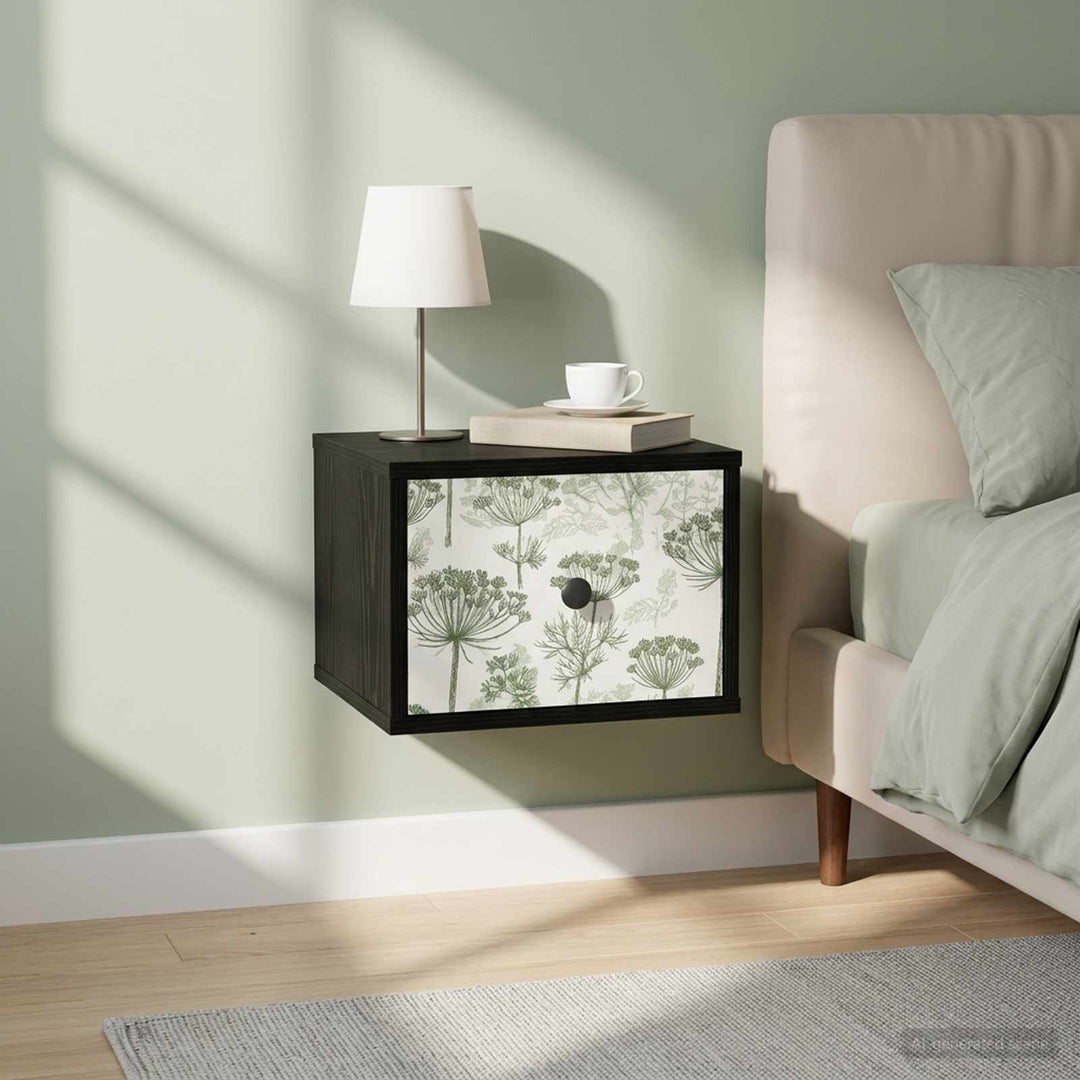 Vægmonteret natbord GOTHA Sort eg 36 x 33 x 25 cm