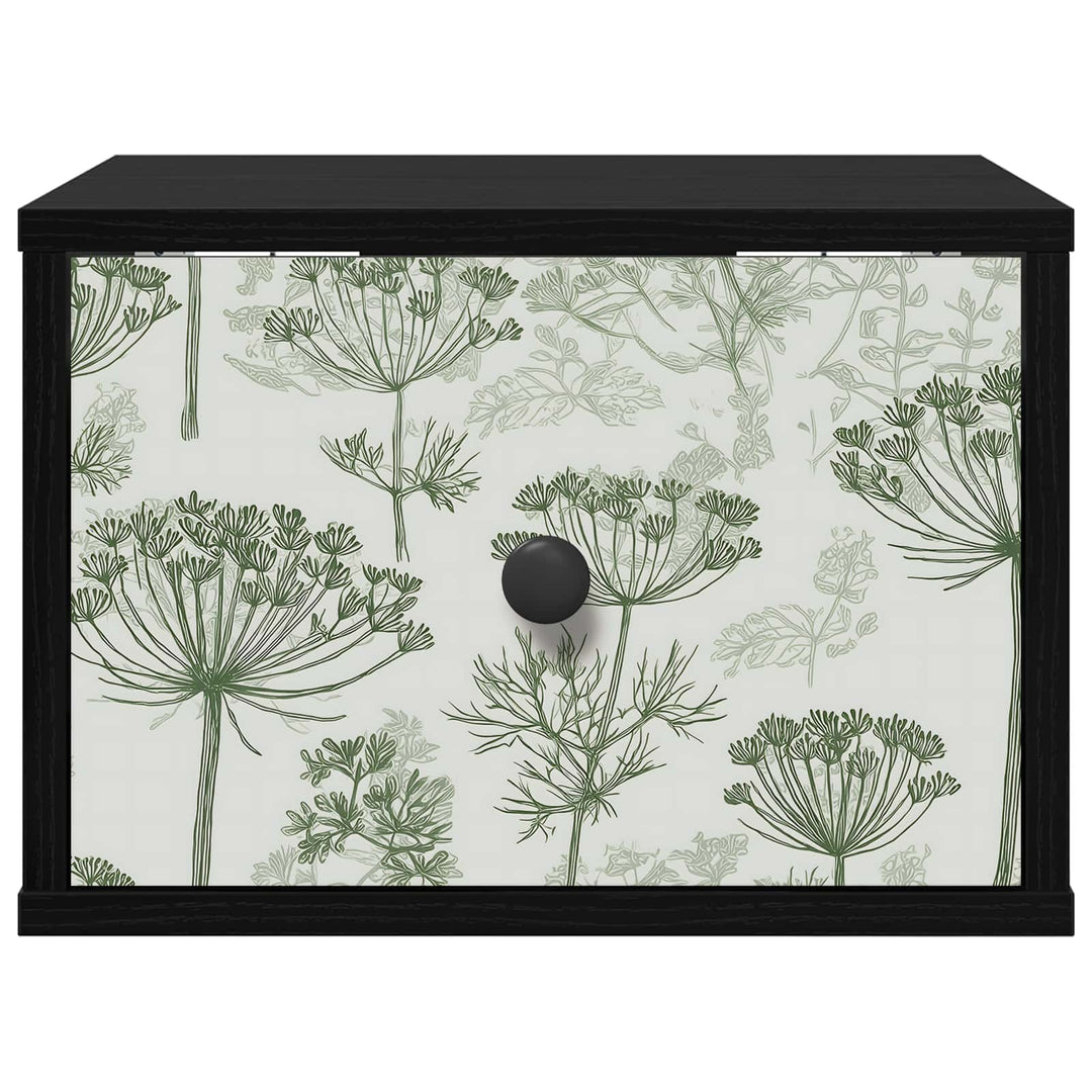 Vægmonteret natbord GOTHA 2 stk. Sort eg 36 x 33 x 25 cm