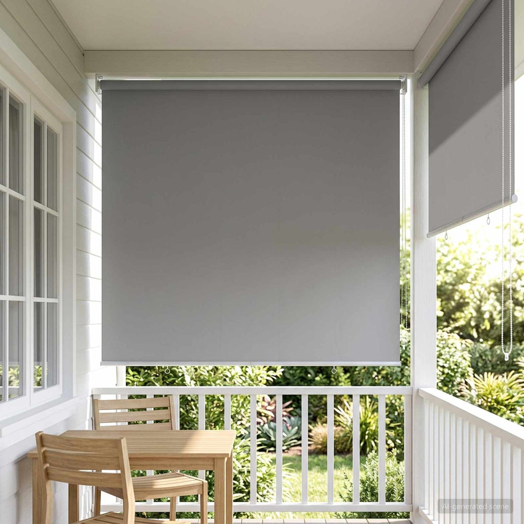 Rullegardin UV-beskyttelse Lysegrå 120 x 140 cm Polyester
