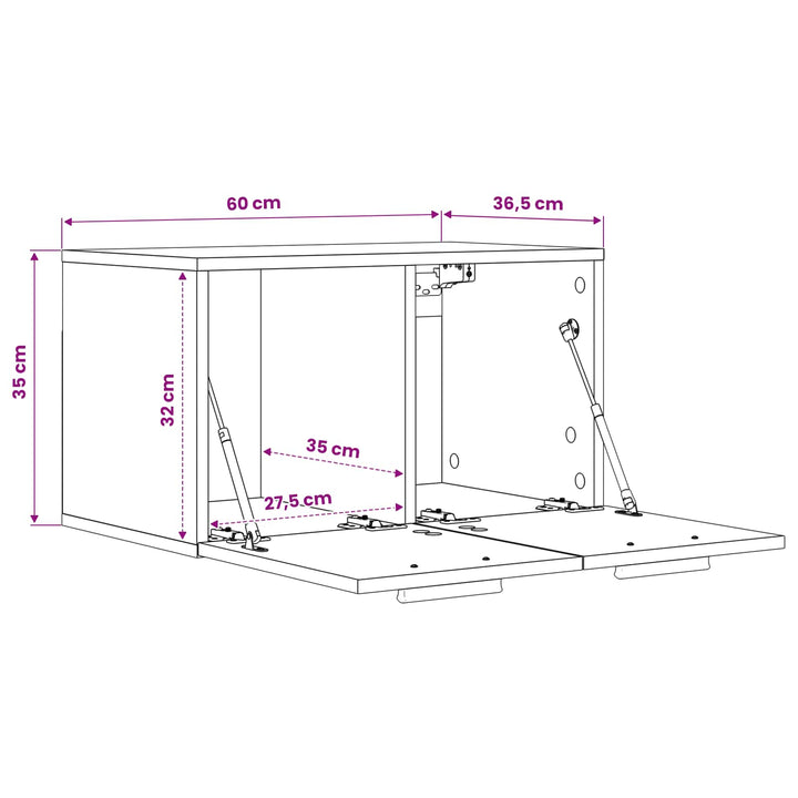 Vægskab Sort eg 60 x 36,5 x 35 cm Konstrueret træ