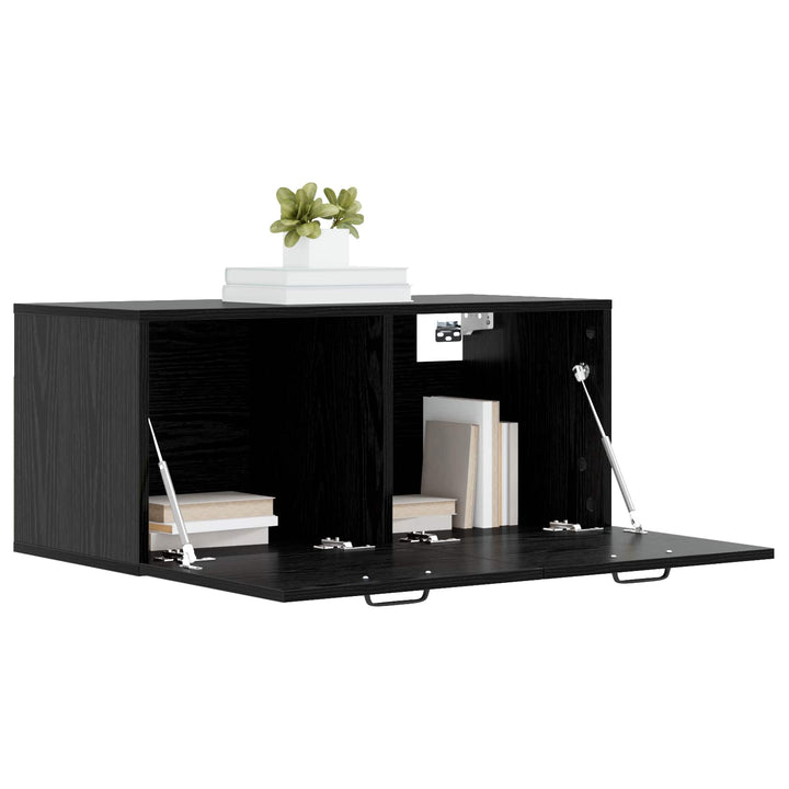 Vægskab Vægmonteret Sort eg 80 x 36,5 x 35 cm Konstrueret træ