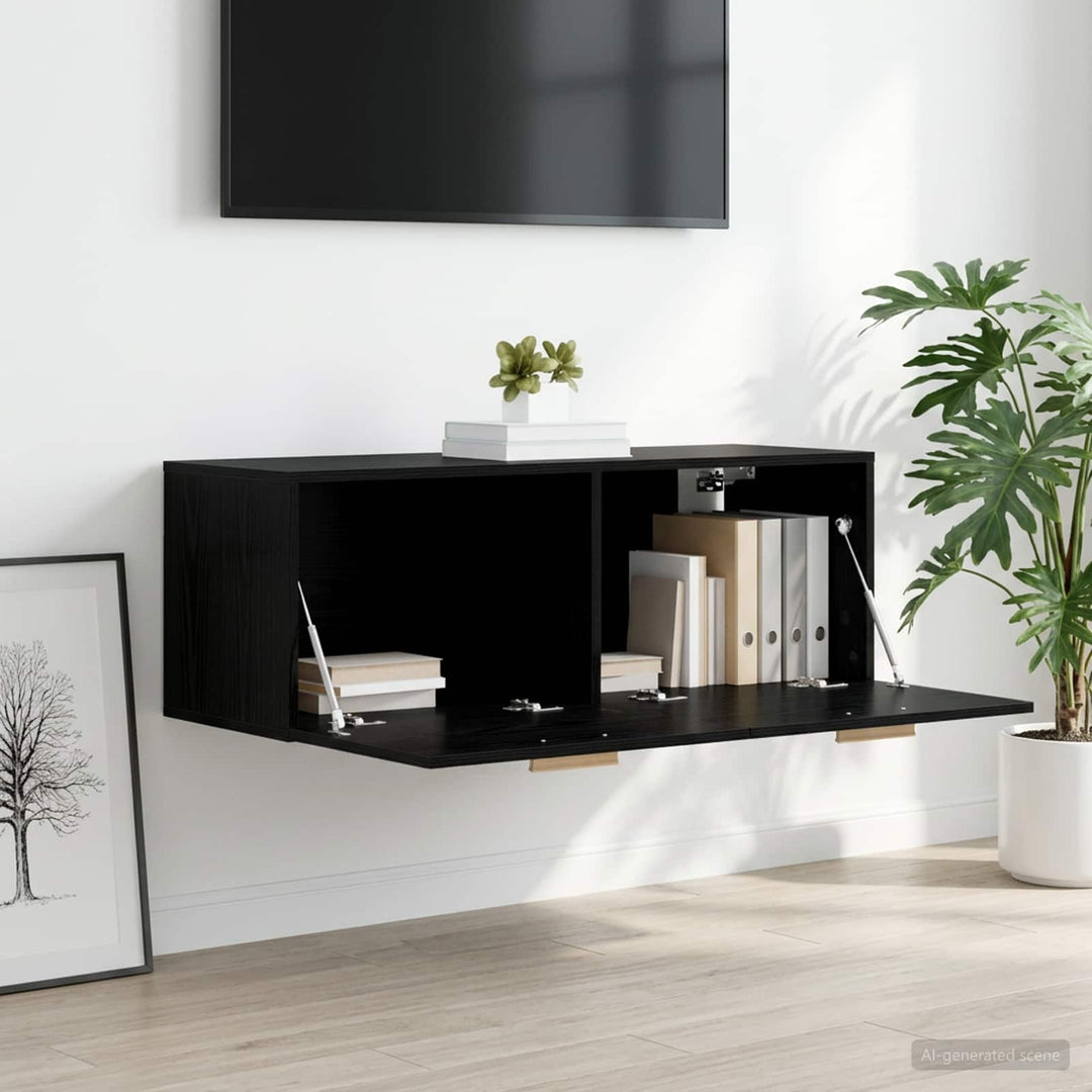 Vægskab Sort eg 100 x 36,5 x 35 cm Konstrueret træ