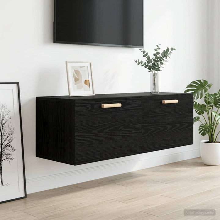 Vægskab Sort eg 100 x 36,5 x 35 cm Konstrueret træ