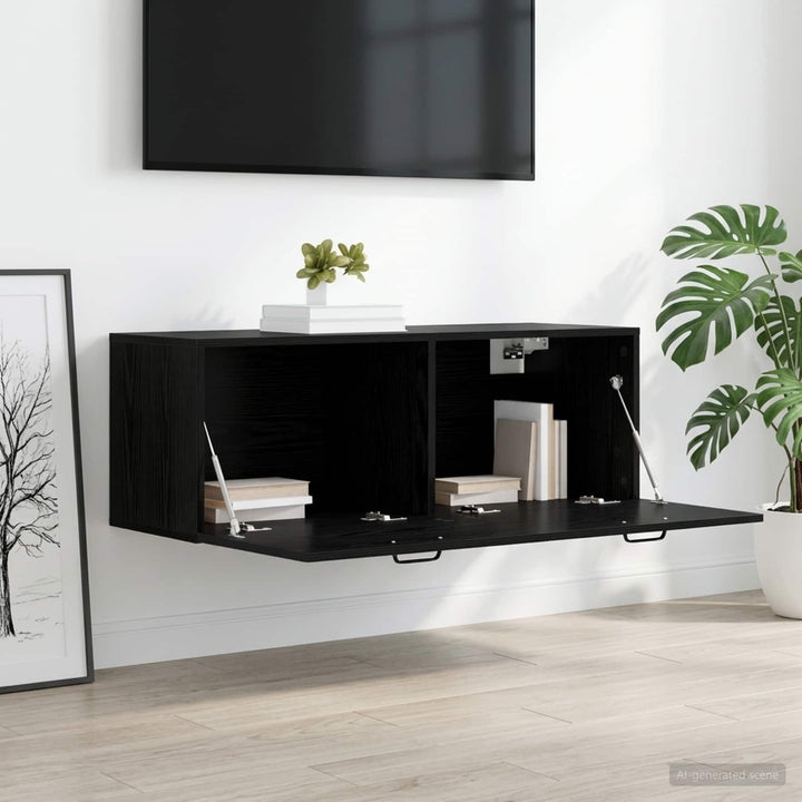 Vægskab Sort eg 100 x 36,5 x 35 cm Konstrueret træ