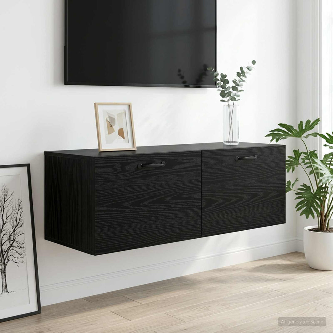 Vægskab Sort eg 100 x 36,5 x 35 cm Konstrueret træ