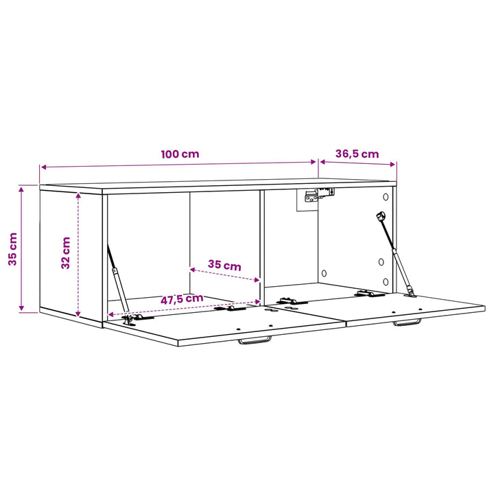 Vægskab Sort eg 100 x 36,5 x 35 cm Konstrueret træ