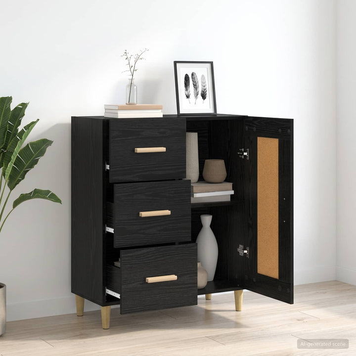 Sideboard Sort eg 69,5 x 34 x 90 cm Konstrueret træ