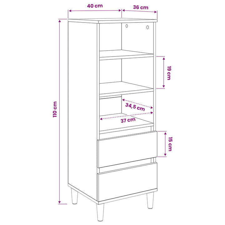 Highboard Artisan-eg 40 x 36 x 110 cm Konstrueret træ