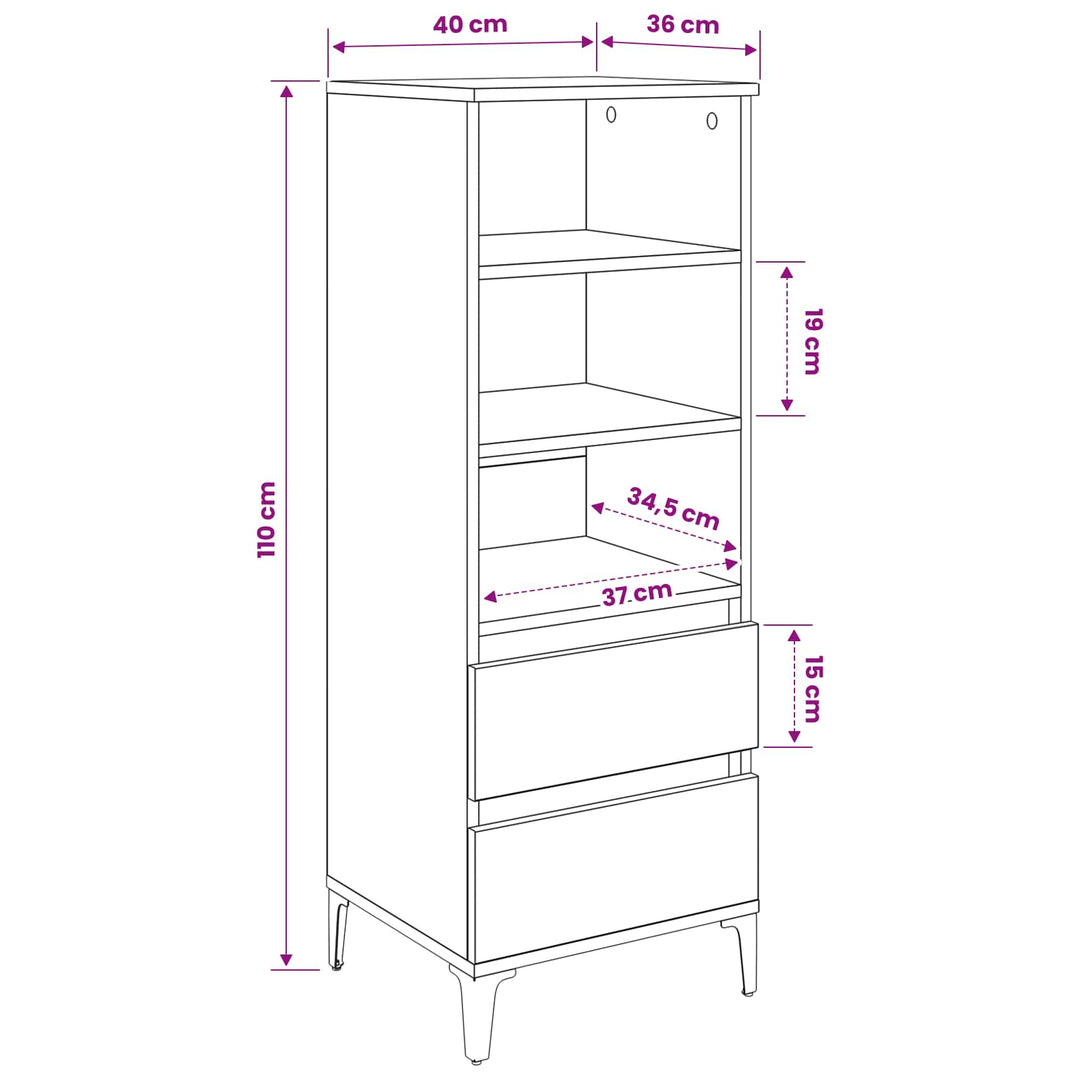 Highboard Gammelt træ 40 x 36 x 110 cm Konstrueret træ