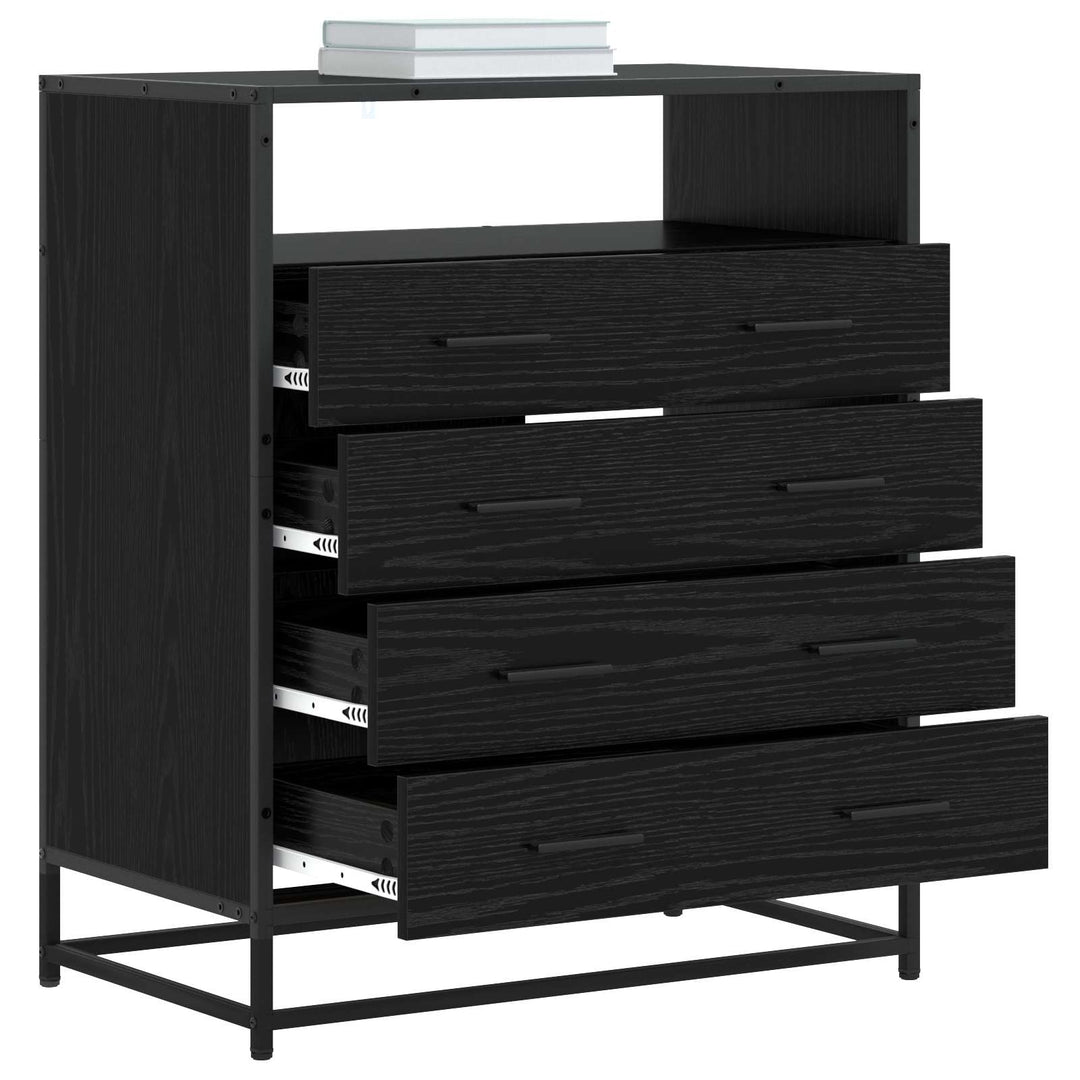 Skuffeskab 4-Skuffe Sort eg 70 x 41 x 83,5 cm Konstrueret træ