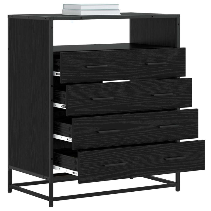 Skuffeskab 4-Skuffe Sort eg 70 x 41 x 83,5 cm Konstrueret træ