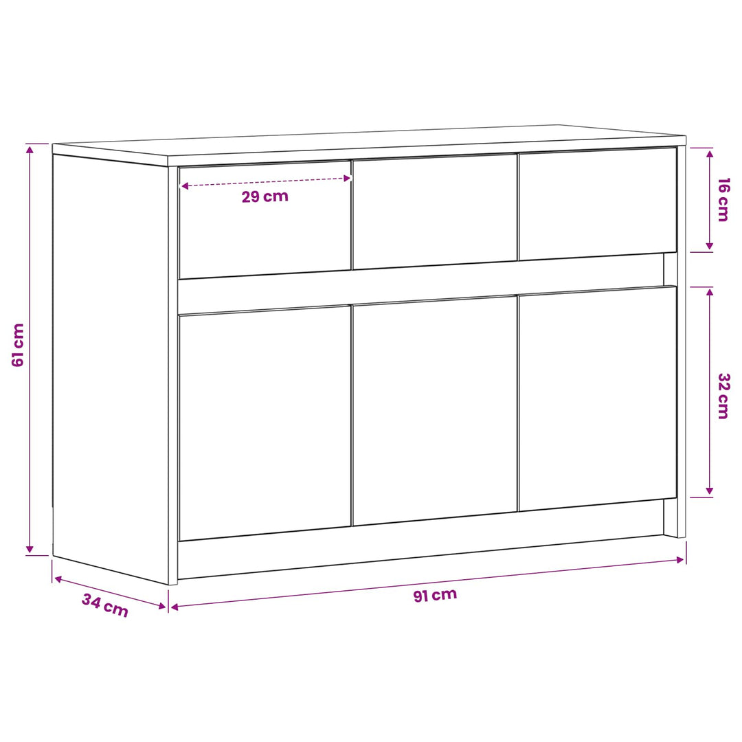 TV-skab 91 x 34 x 61 cm Sort eg Konstrueret træ