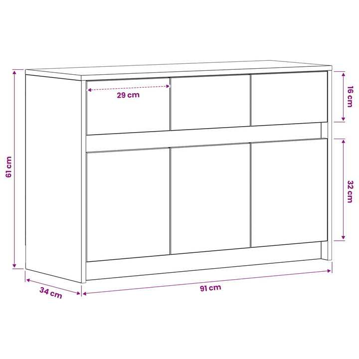 TV-skab 91 x 34 x 61 cm Sort eg Konstrueret træ