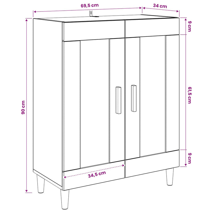 Sideboard Gammelt træ 69,5 x 34 x 90 cm Konstrueret træ
