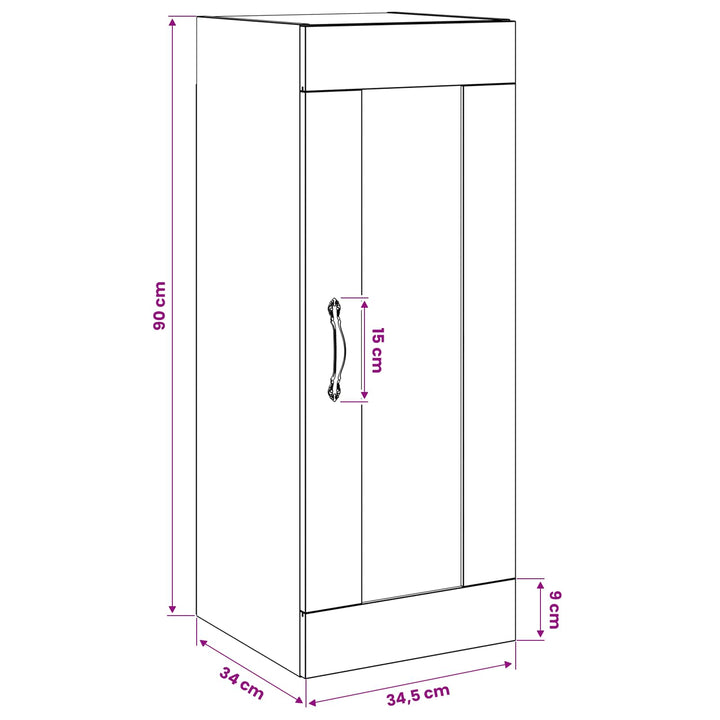 Vægskab Sort eg 34,5 x 34 x 90 cm Konstrueret træ