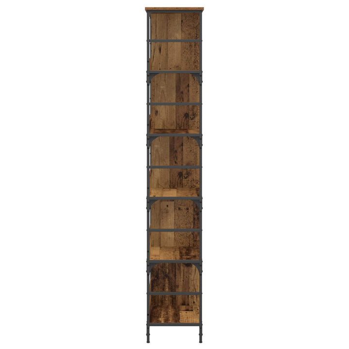 Bogreol 4 niveauer 78,5 x 33 x 188,5 cm metal PB Gammelt træ