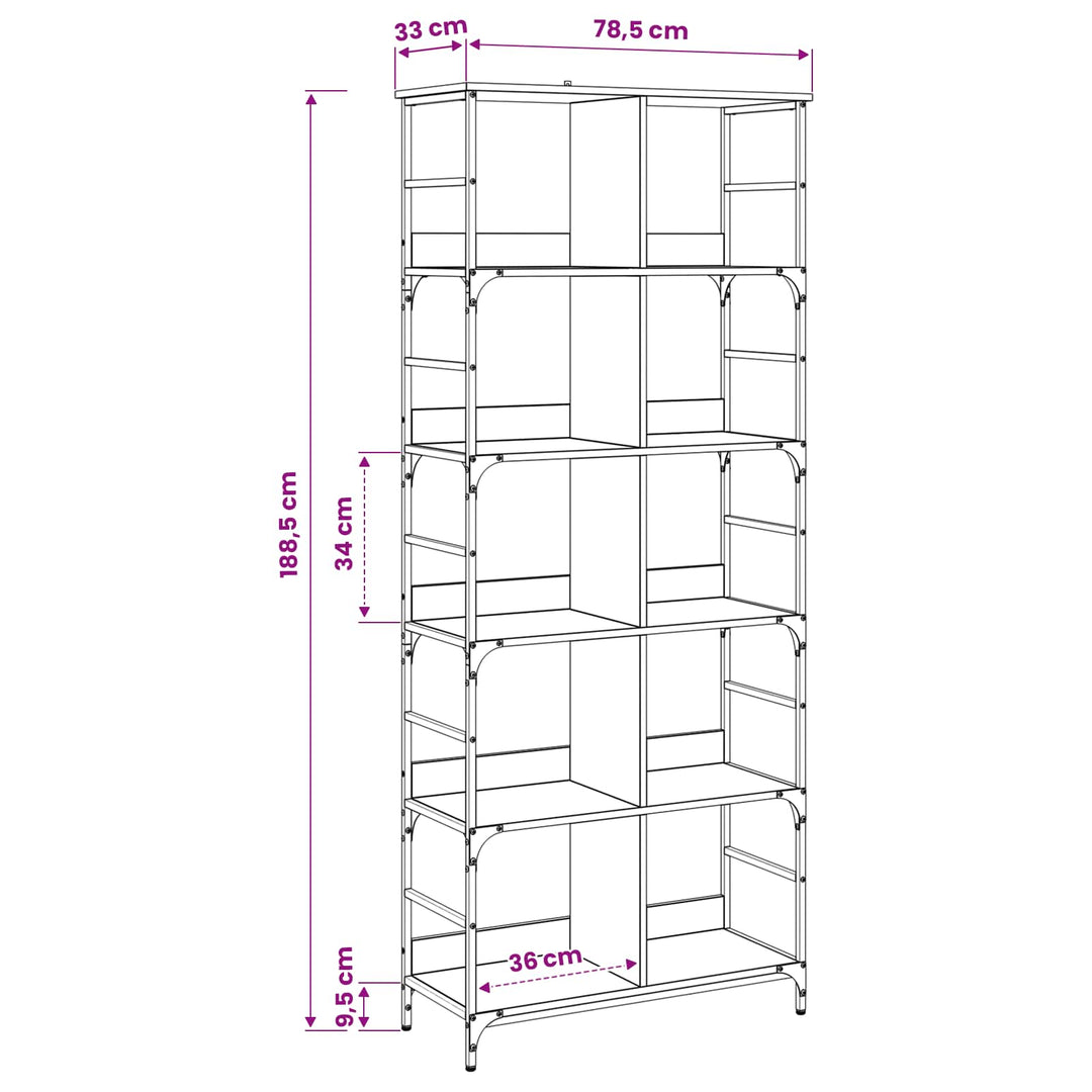 Bogreol 4 niveauer 78,5 x 33 x 188,5 cm metal PB Artisan-eg
