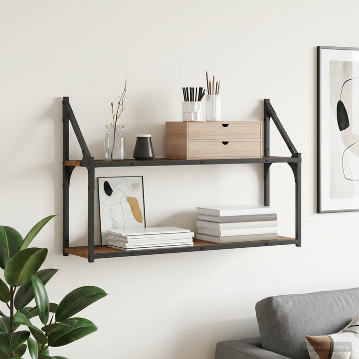 Væghylde Vægmonteret Gammelt træ 80 x 21 x 51 cm metal PB