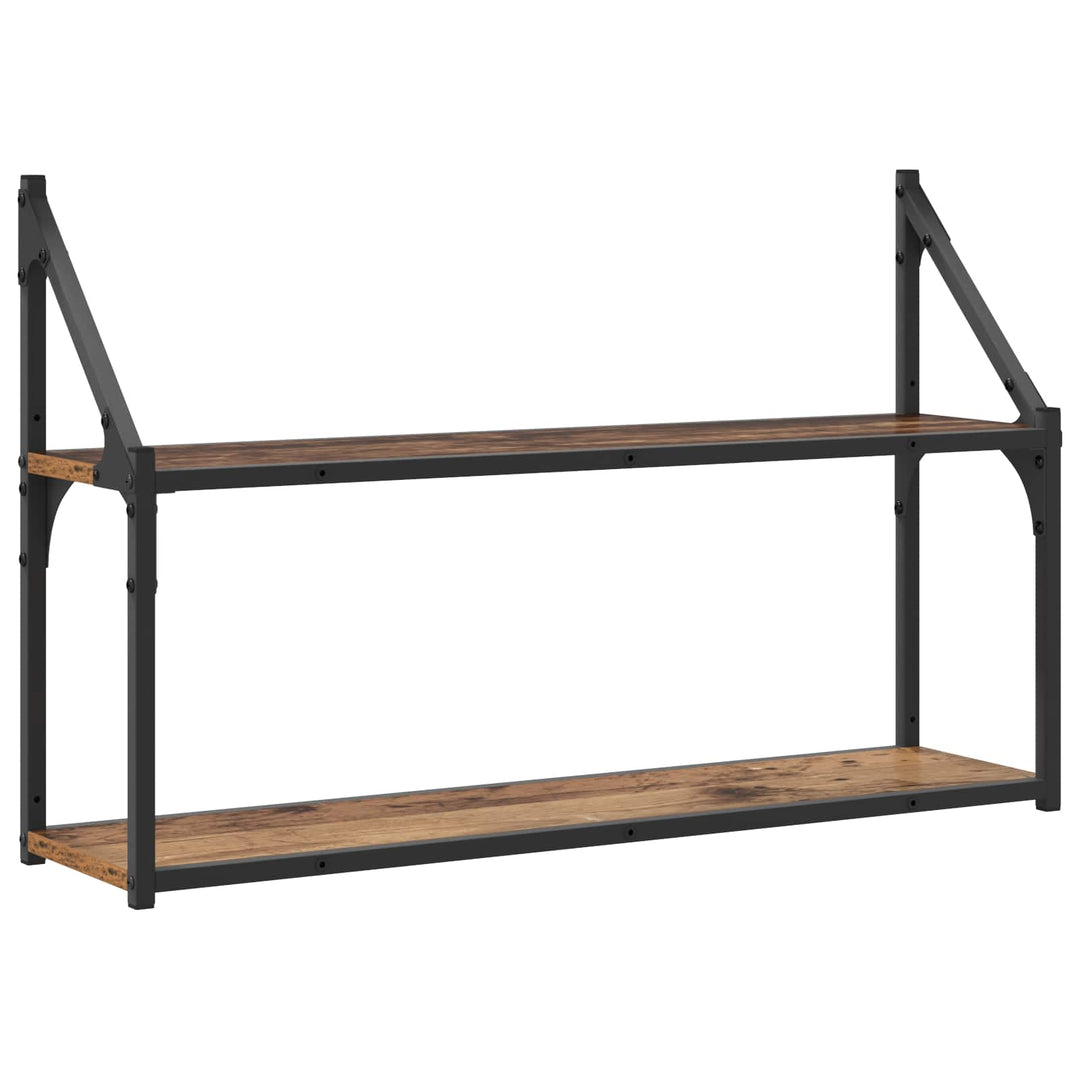 Væghylde Vægmonteret Gammelt træ 80 x 21 x 51 cm metal PB