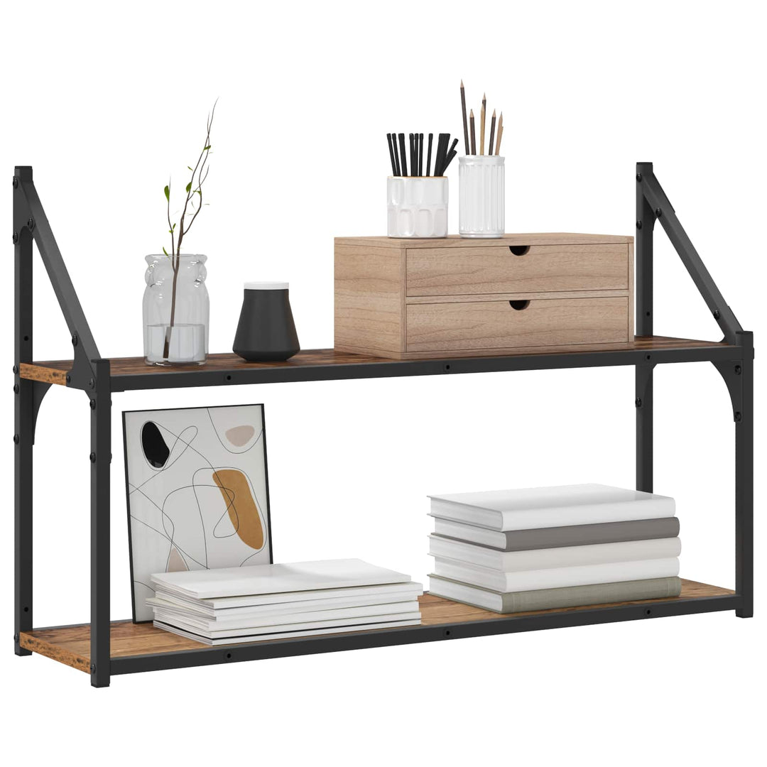 Væghylde Vægmonteret Gammelt træ 80 x 21 x 51 cm metal PB