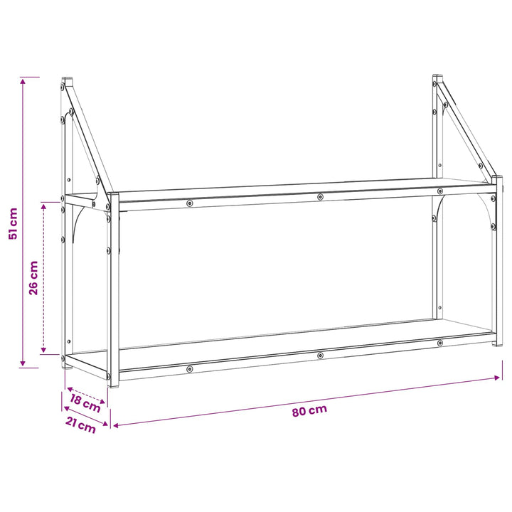 Væghylde Vægmonteret Gammelt træ 80 x 21 x 51 cm metal PB