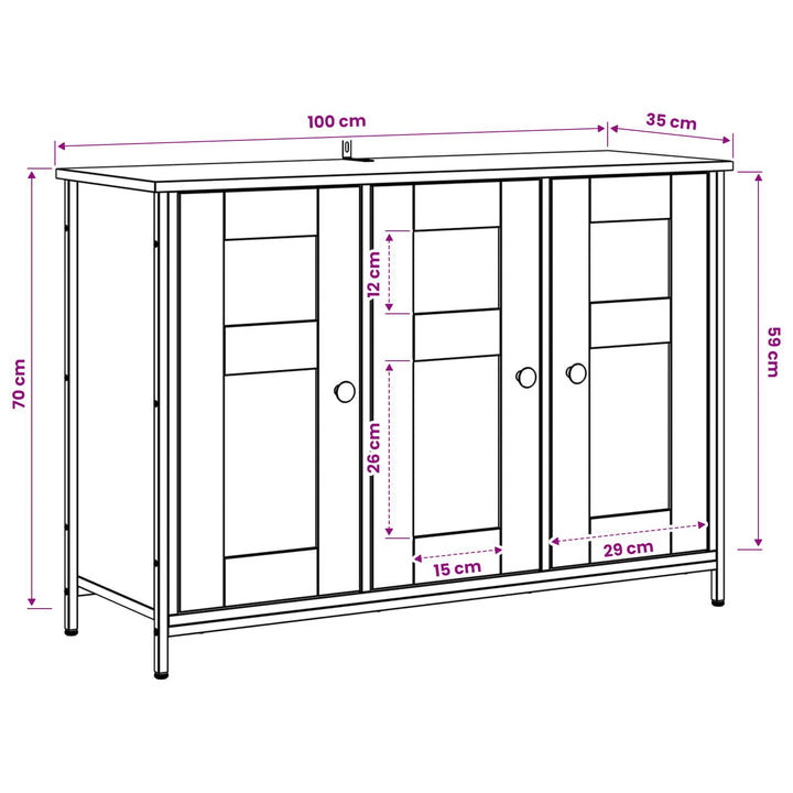 Sideboard Sort eg 100 x 35 x 70 cm Konstrueret træ