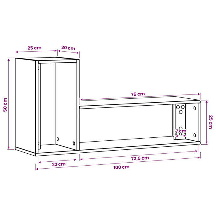 TV-skab 100 x 30 x 50 cm Sort eg Konstrueret træ
